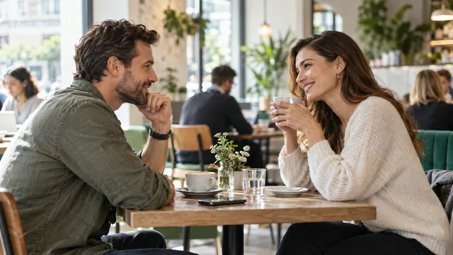 Encuentro de día en una cafetería con otros clientes