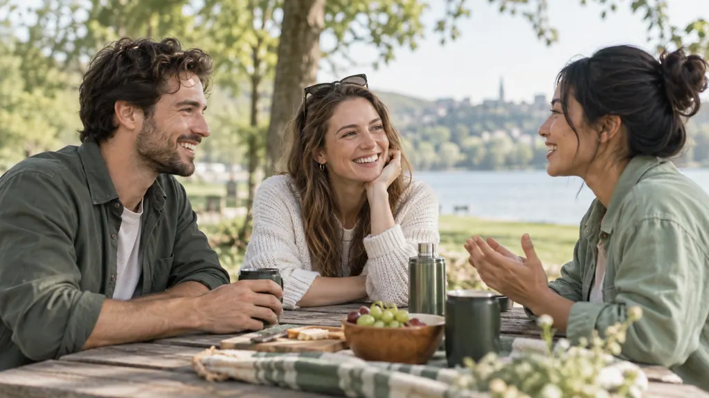 A new group of friends around a picnic table