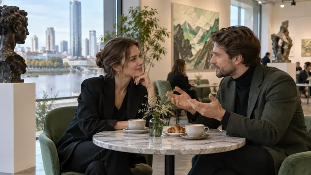 Dating in Yekaterinburg — Getting acquainted Discussing art in a gallery café