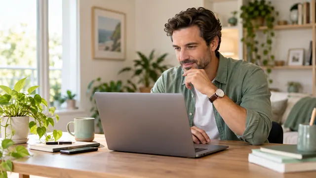 Mamba without registration: understand access before joining — Getting acquainted A man considers account setup at a tidy home desk