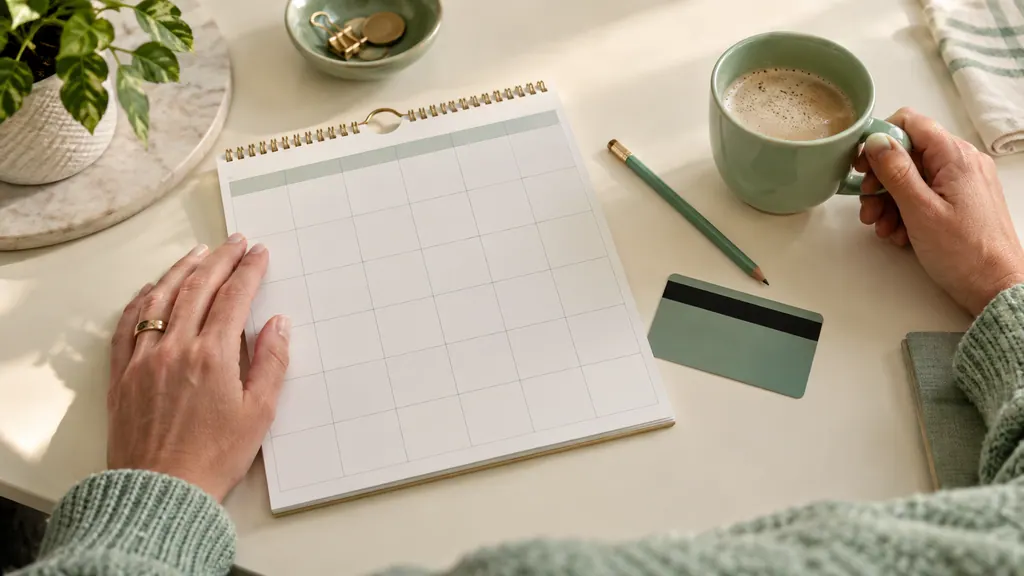VK Dating free access and Premium: questions before paying — An idea for a conversation A blank calendar grid, face-down card and pencil lie on a table.