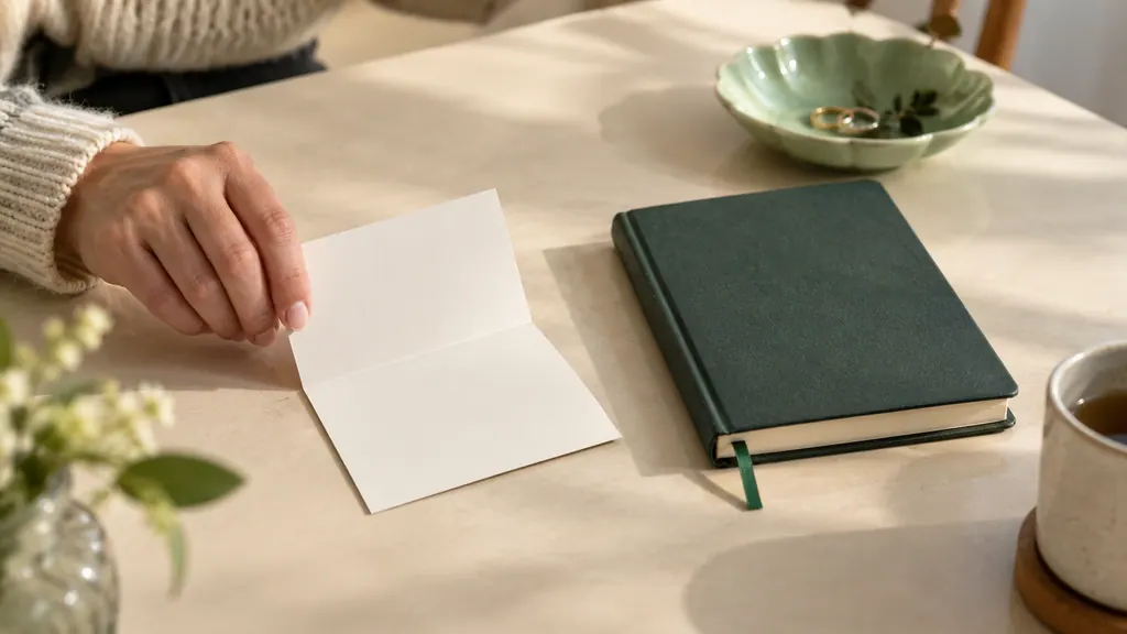 Free dating without registration: what a guest should check — An idea for a conversation A hand chooses between an open visitor card and a closed personal notebook.