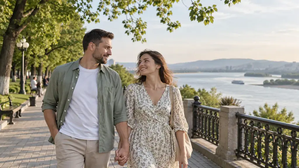 Dating in Khabarovsk — An idea for a conversation A walk through a green riverside park