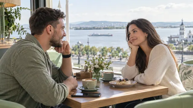 Dating in Khabarovsk — Getting acquainted A meeting in a bright café overlooking a wide river