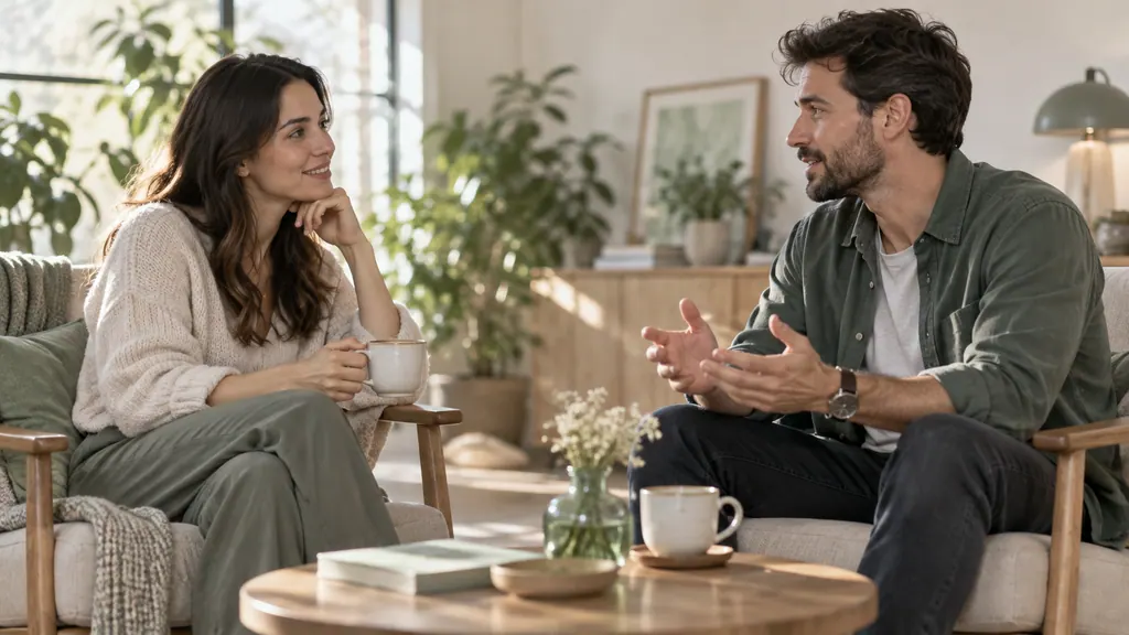 Conversación con té en sillones dispuestos de forma cómoda