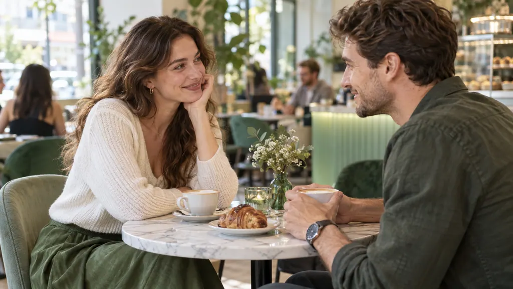 A first meeting at a public café table