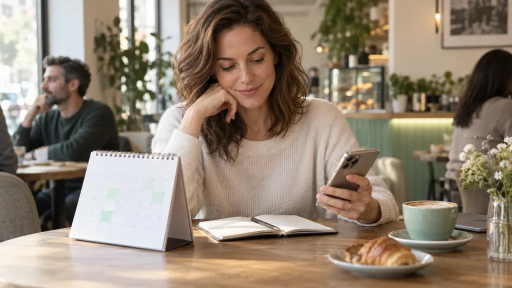 Conocer personas después de los 30 — Una idea para conversar Planificación del tiempo con un calendario y un teléfono