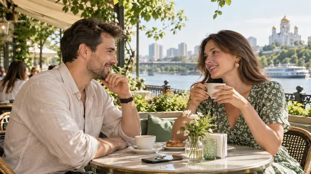 Dating in Rostov-on-Don — Getting acquainted Conversation on a shaded city café terrace