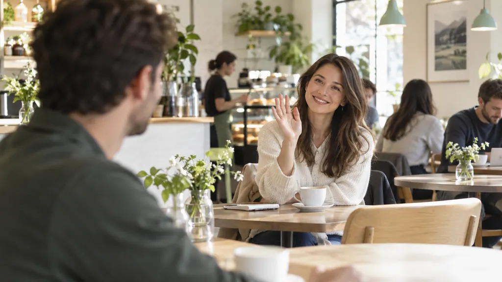 A friendly greeting in a café