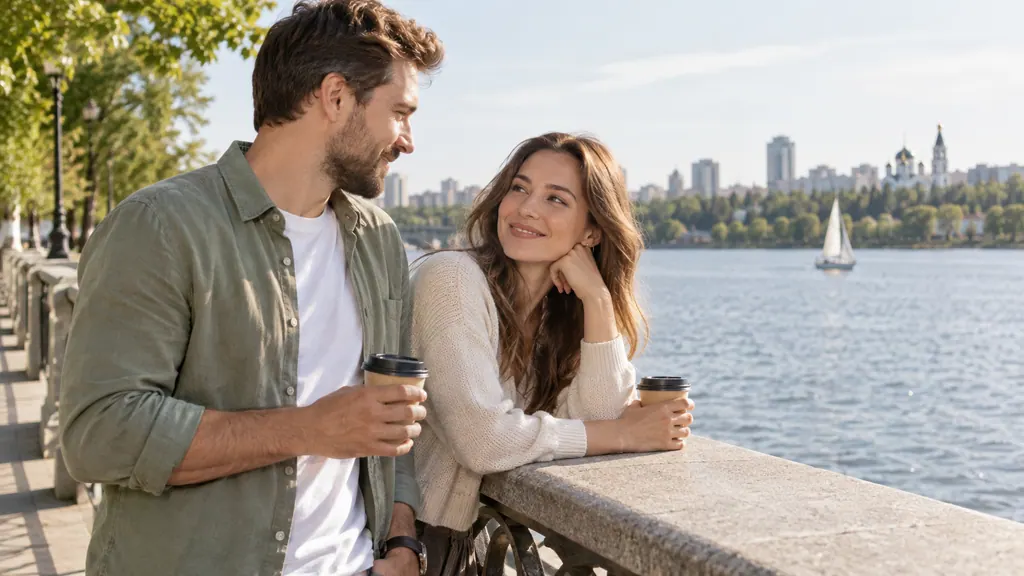 A pause on a city waterfront