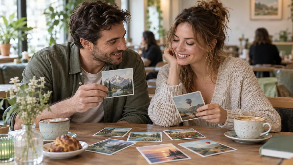 Búsqueda de intereses compartidos con tarjetas de paisajes